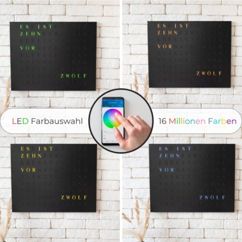 Wordclock Jupiter Stainless Steel in matt black