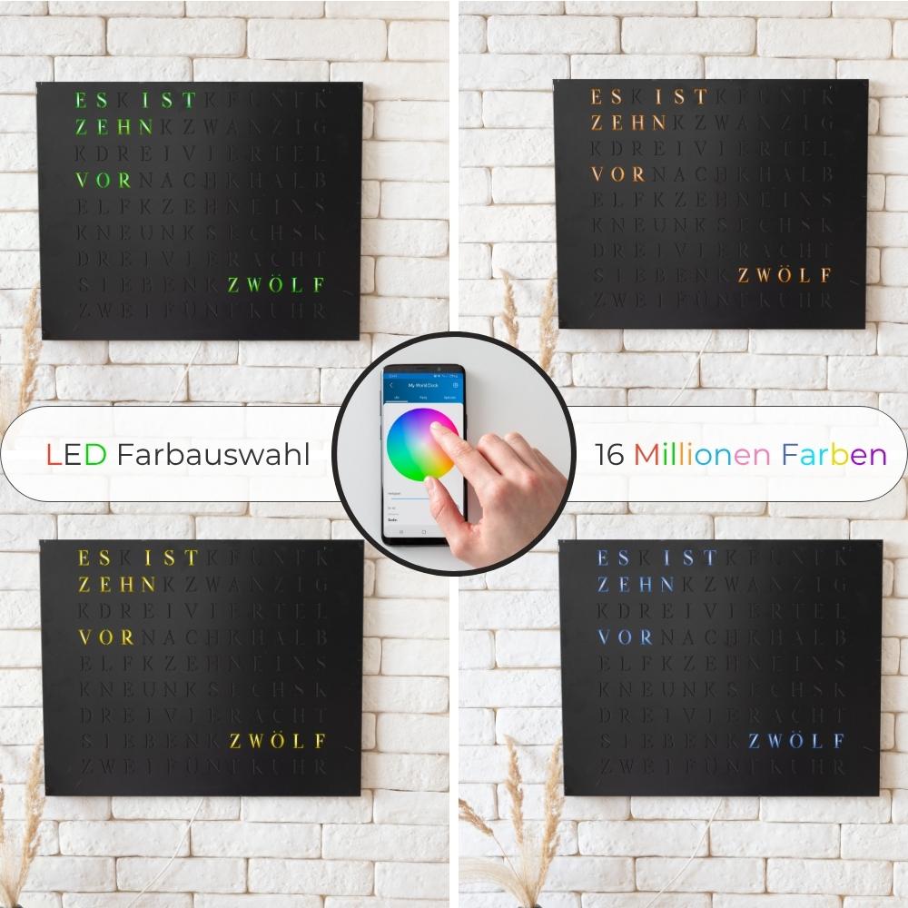 Wordclock Jupiter Stainless Steel in matt black