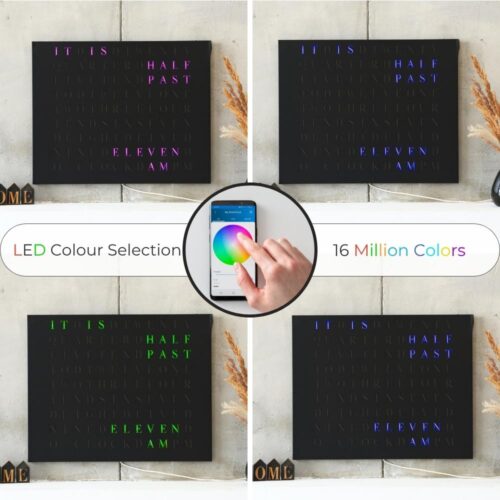 Wordclock Jupiter Stainless Steel in matt black - English version