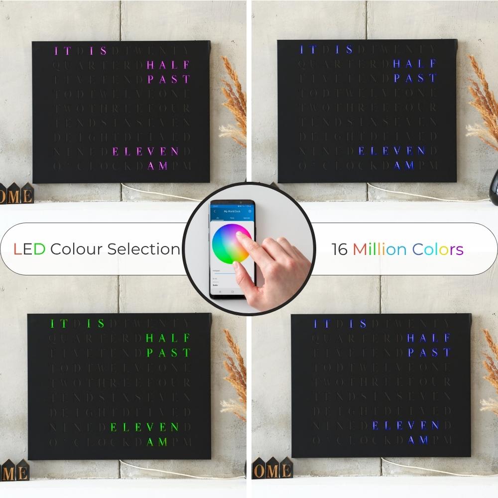 Wordclock Jupiter Stainless Steel in matt black - English version