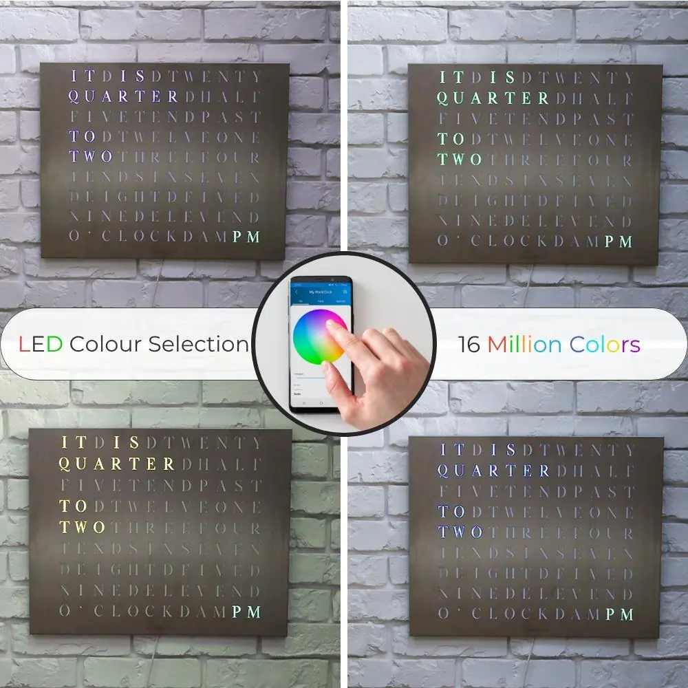 Wordclock Jupiter Edelstahl gelasert - Englische Version