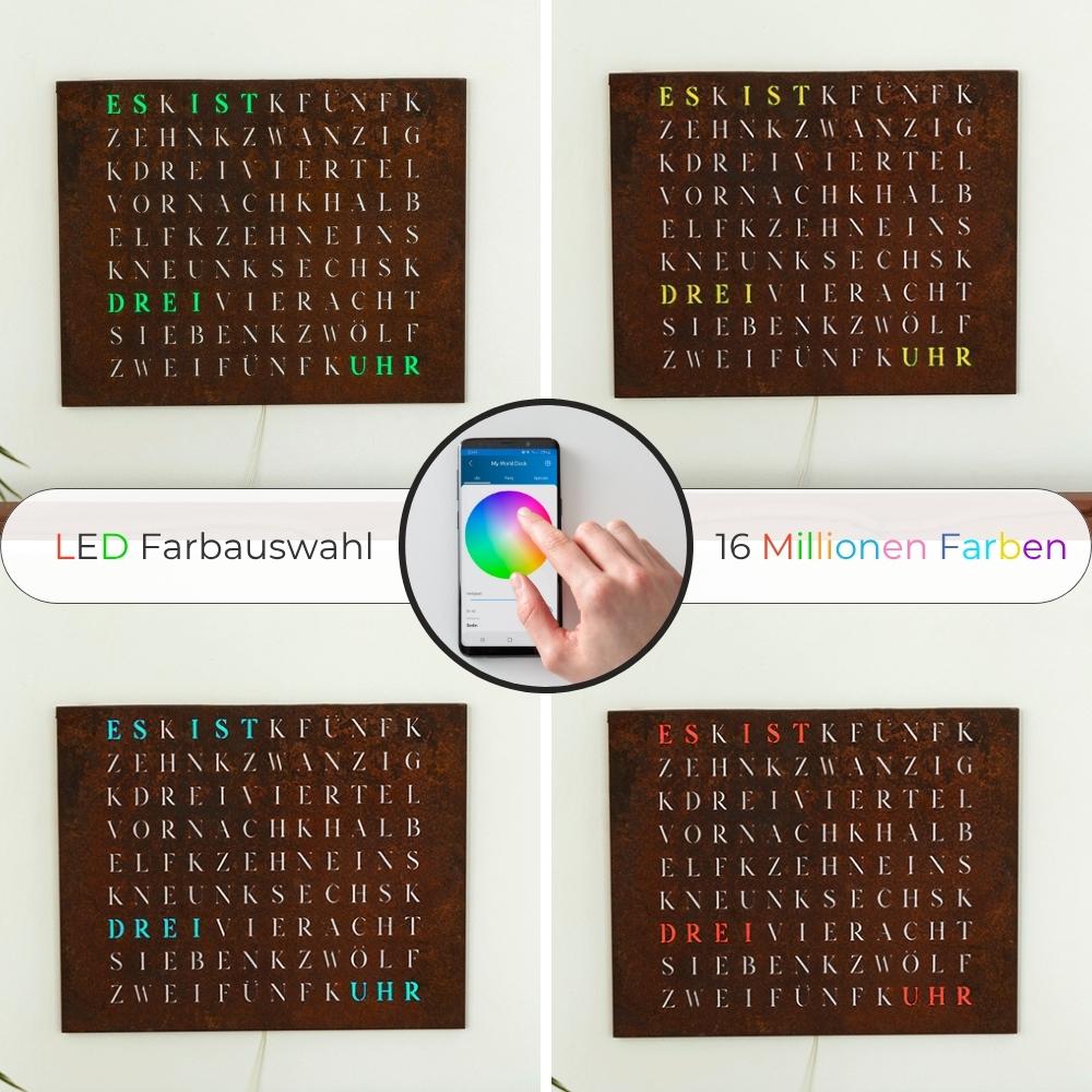 Wordclock Jupiter Rusted Iron