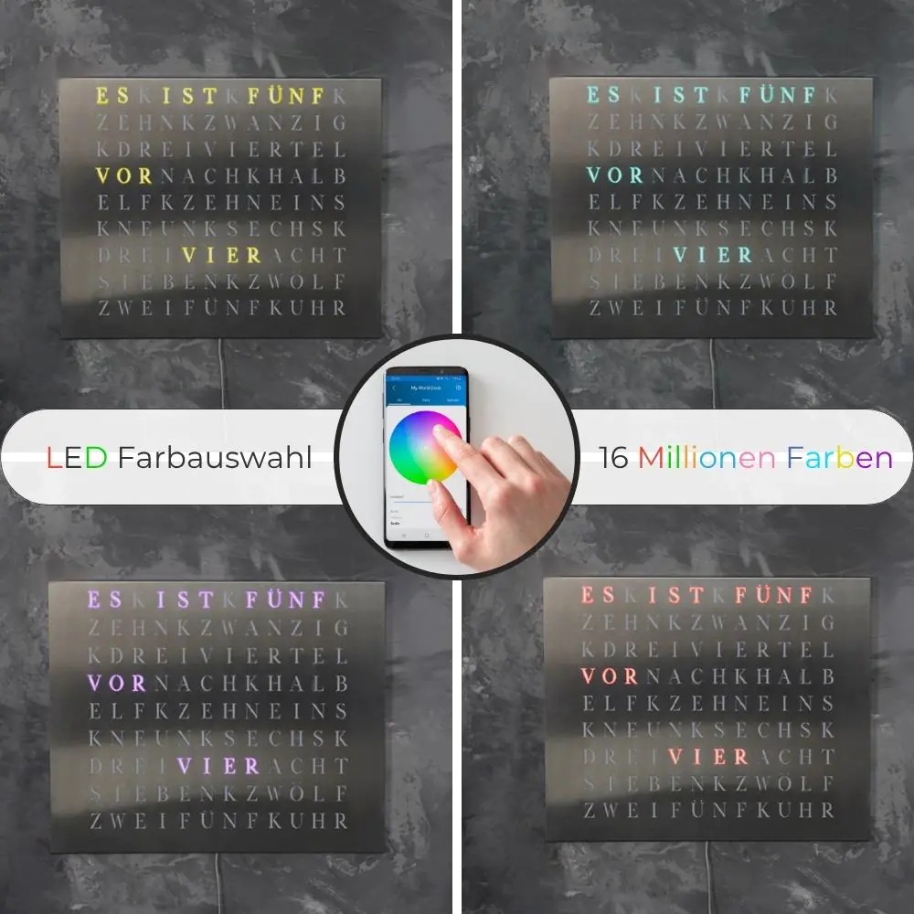 Wordclock Jupiter Edelstahl gelasert