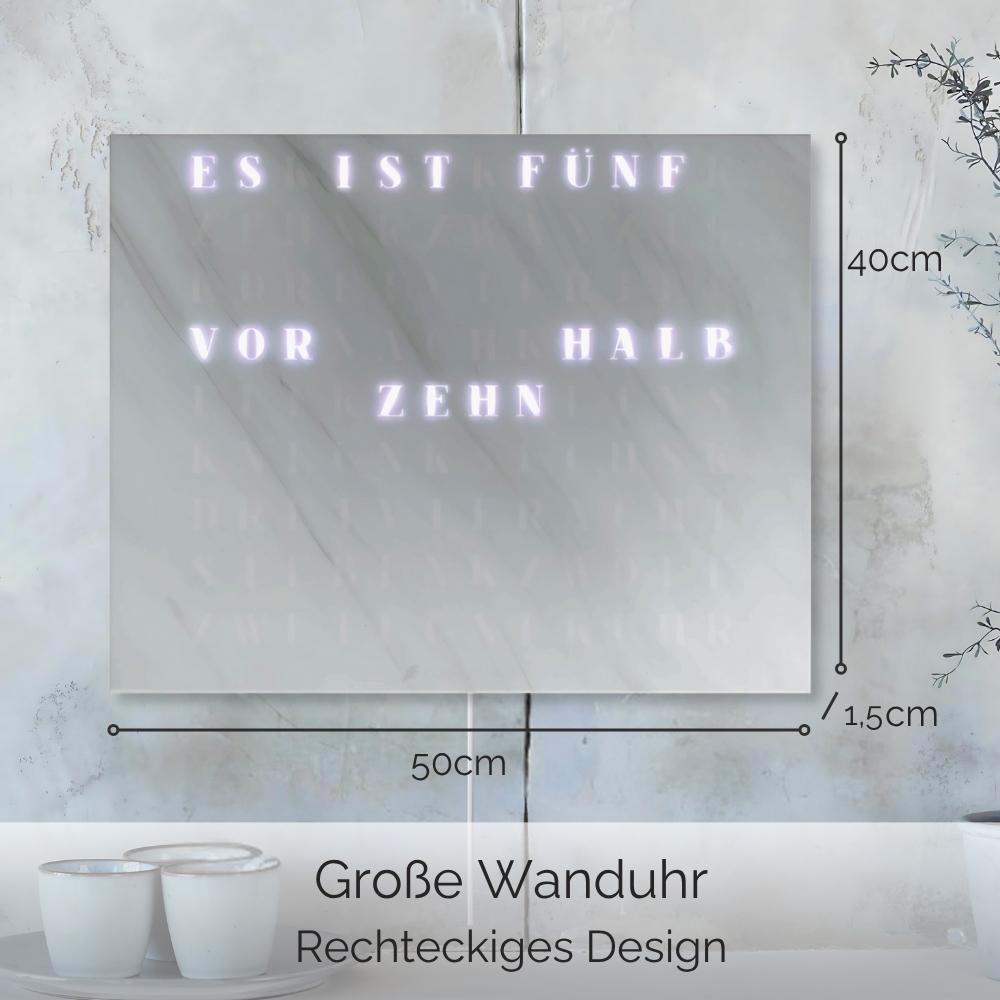 Wordclock Jupiter Weißer Marmor Optik