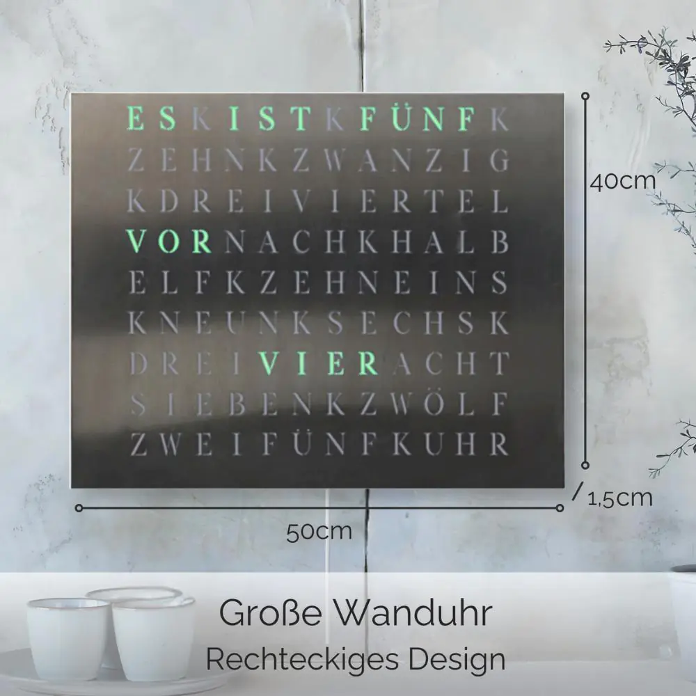 Wordclock Jupiter Edelstahl gelasert