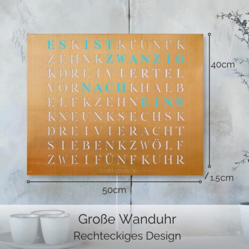 Wordclock Jupiter Stainless Steel in gold