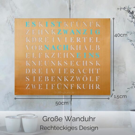 Wordclock Jupiter Stainless Steel in gold