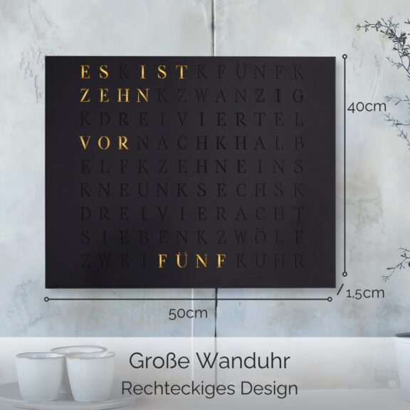 Wordclock Jupiter Stainless Steel in matt black