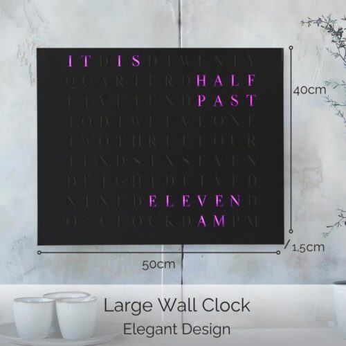 Wordclock Jupiter Stainless Steel in matt black - English version