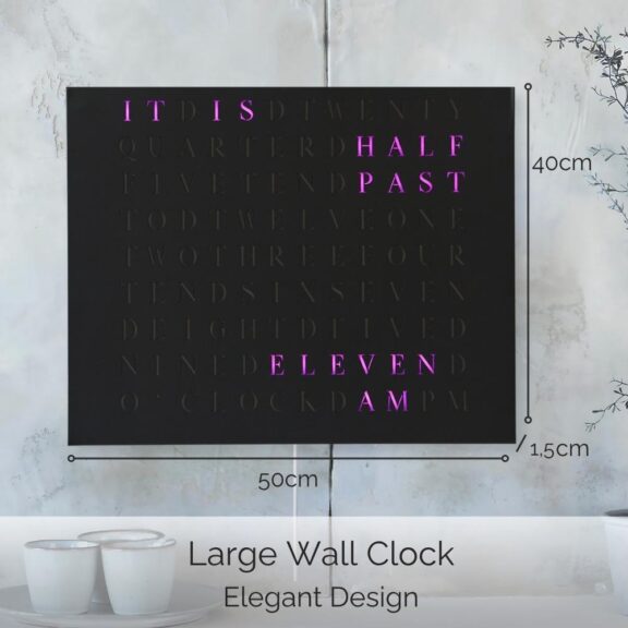 Wordclock Jupiter Steel in matt black - English version