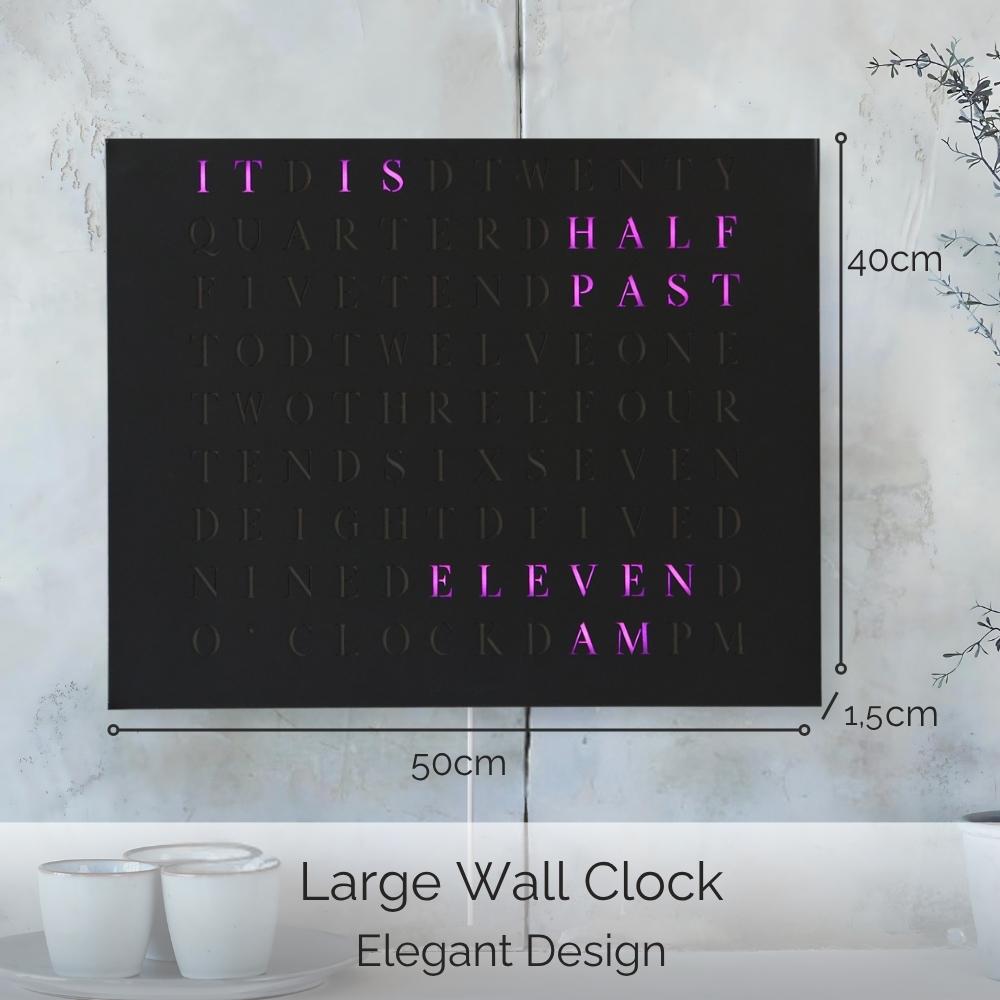 Wordclock Jupiter Stainless Steel in matt black - English version