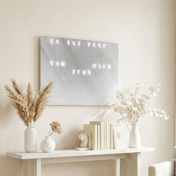 Wordclock Jupiter White Marble Design