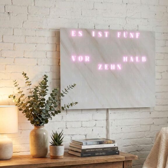Wordclock Jupiter White Marble Design