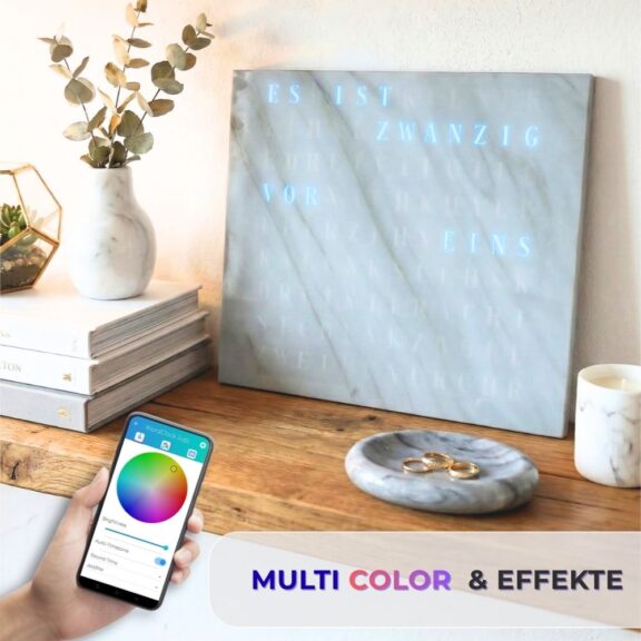 Wordclock Jupiter White Marble Design