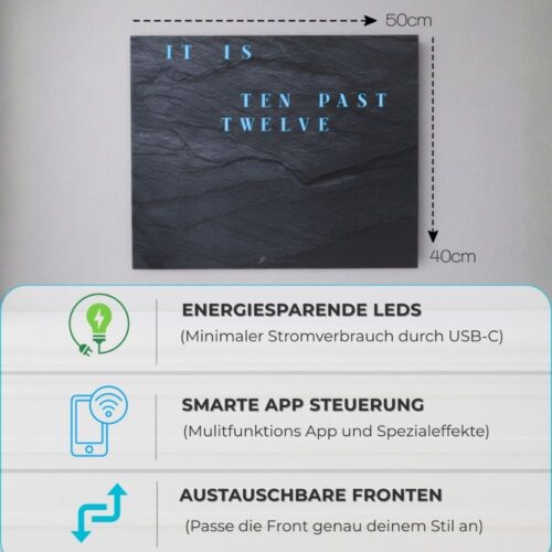 Wordclock Jupiter Dark Slate English Version
