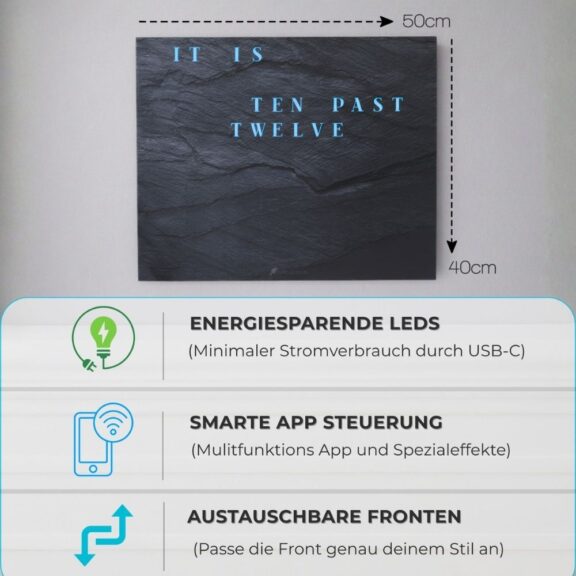 Wordclock Jupiter Dark Slate English Version