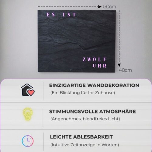 Wordclock Jupiter Schiefer Optik