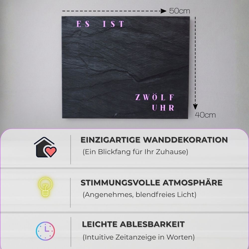 Wordclock Jupiter Schiefer Optik