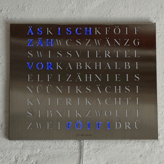 Wordclock Jupiter Stainless Steel - Swiss Edition