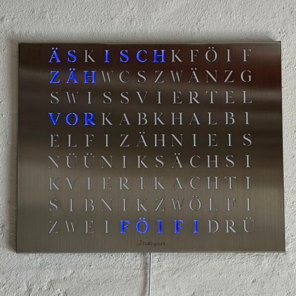 Wordclock Jupiter Edelstahl - Swiss Edition