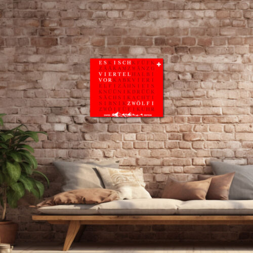 Wordclock Jupiter WordClock Edelstahl Special Swiss Edition closeup