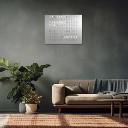 Wordclock Jupiter WordClock Edelstahl - Swiss Edition closeup