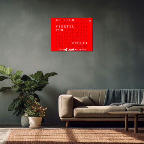 The look of Wordclock Jupiter WordClock Edelstahl Special Swiss Edition