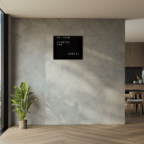 The look of Wordclock Jupiter WordClock Edelstahl matt Schwarz - Swiss Edition