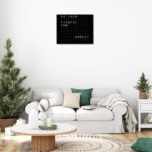 The new Wordclock Jupiter WordClock Edelstahl matt Schwarz - Swiss Edition