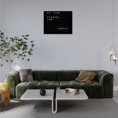 Wordclock Jupiter WordClock Edelstahl matt Schwarz - Swiss Edition