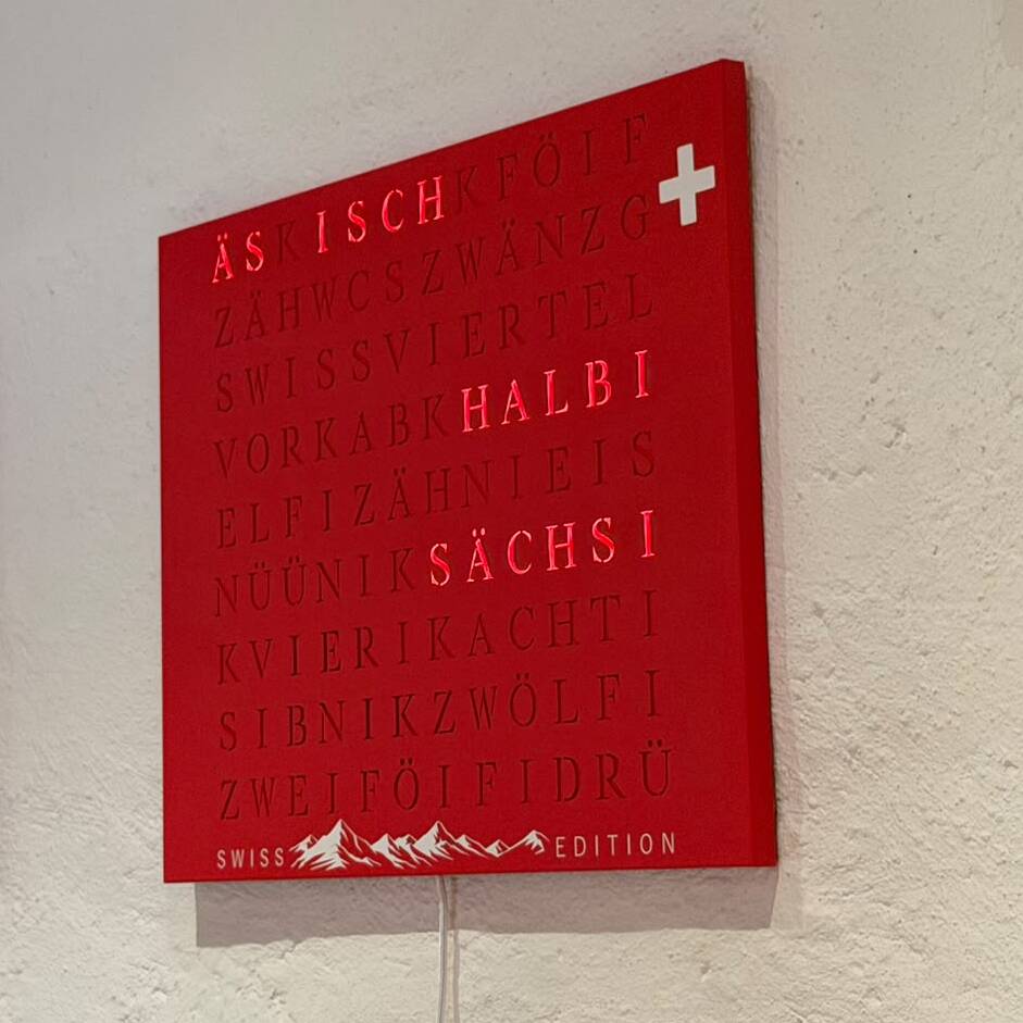 Wordclock Jupiter Edelstahl Special Swiss Edition