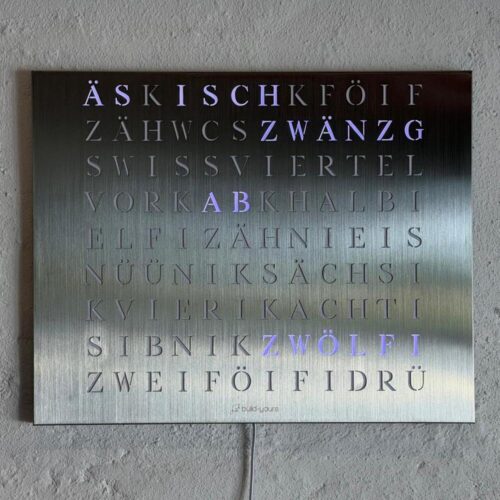 The look of Wordclock Jupiter Edelstahl - Swiss Edition