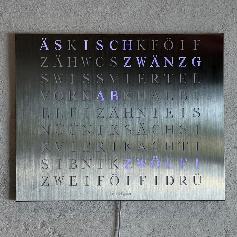 The look of Wordclock Jupiter Edelstahl - Swiss Edition