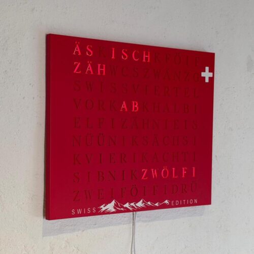 Wordclock Jupiter Edelstahl Special Swiss Edition in interior