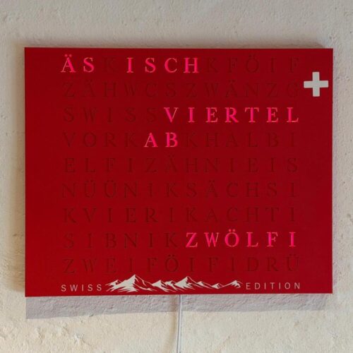 The look of Wordclock Jupiter Edelstahl Special Swiss Edition