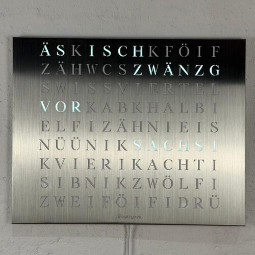 Wordclock Jupiter Edelstahl - Swiss Edition in interior