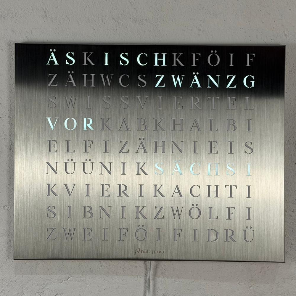 Wordclock Jupiter Edelstahl - Swiss Edition in interior