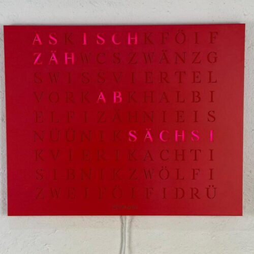 The new Wordclock Jupiter Edelstahl Rot - Swiss Edition