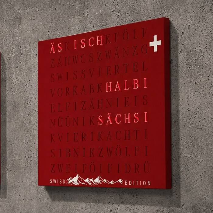 Wordclock Jupiter Edelstahl Special Swiss Edition