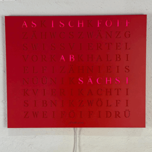The new Wordclock Jupiter Edelstahl Rot - Swiss Edition