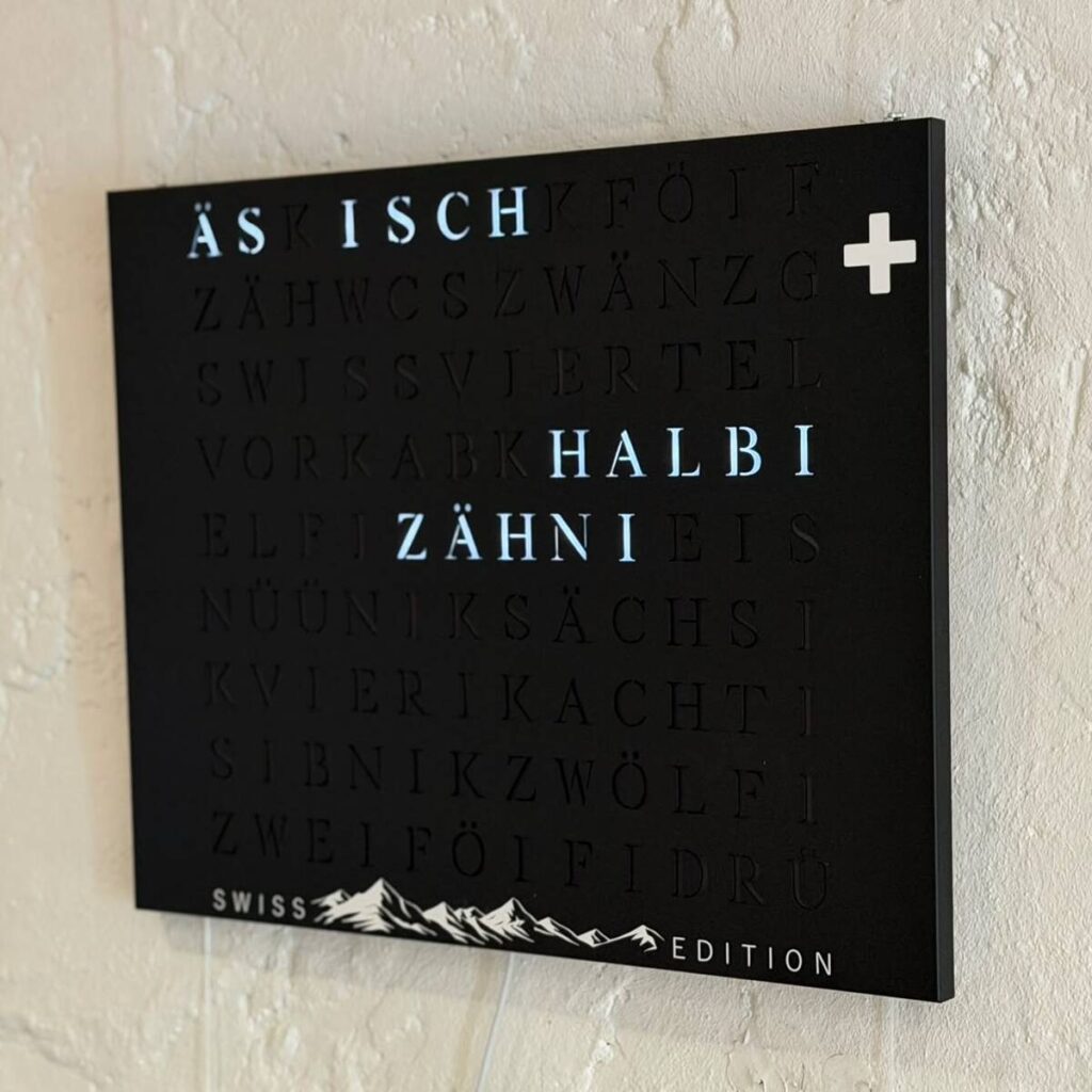 Wordclock Jupiter Special Swiss Black Edition