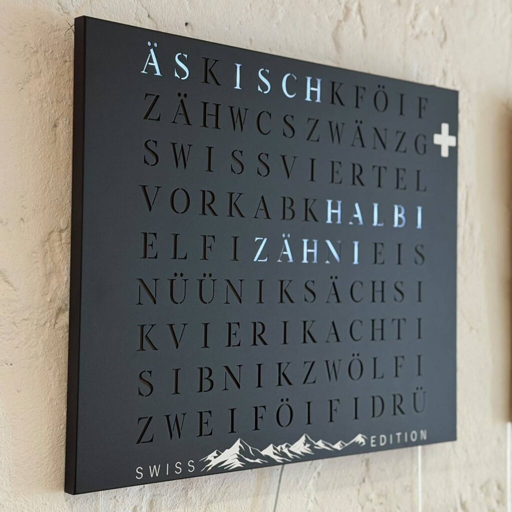 Wordclock Jupiter Special Swiss Black Edition