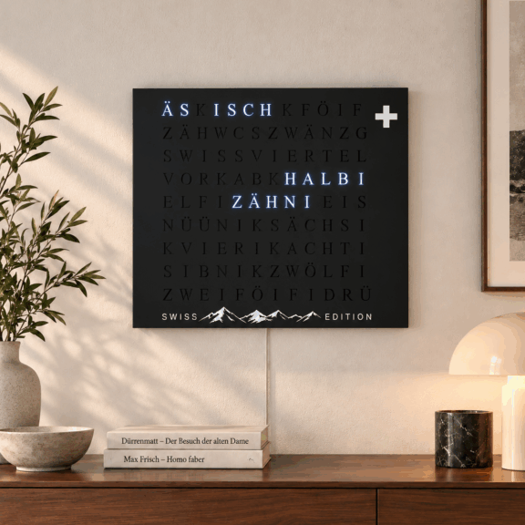 The look of Wordclock Jupiter Special Swiss Black Edition