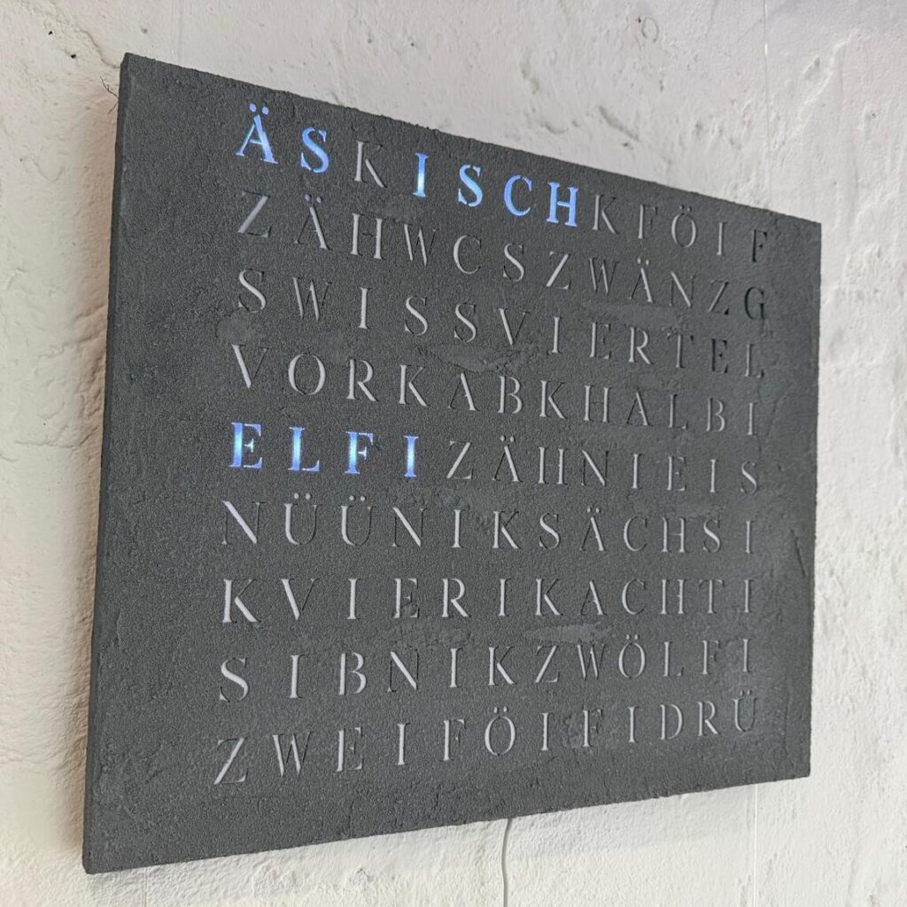 Wordclock Jupiter Beton Optik- Swiss Edition