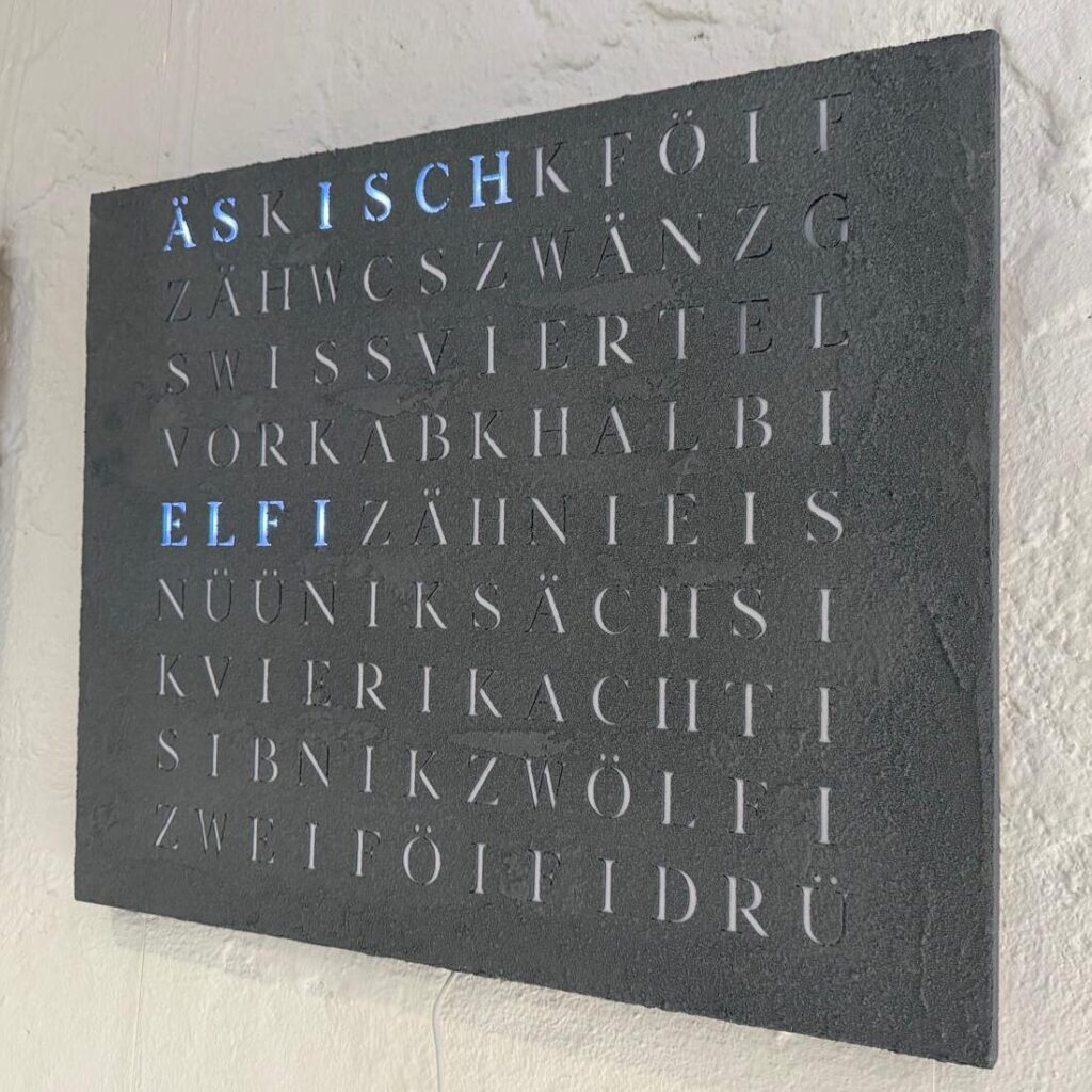 Wordclock Jupiter Beton Optik- Swiss Edition